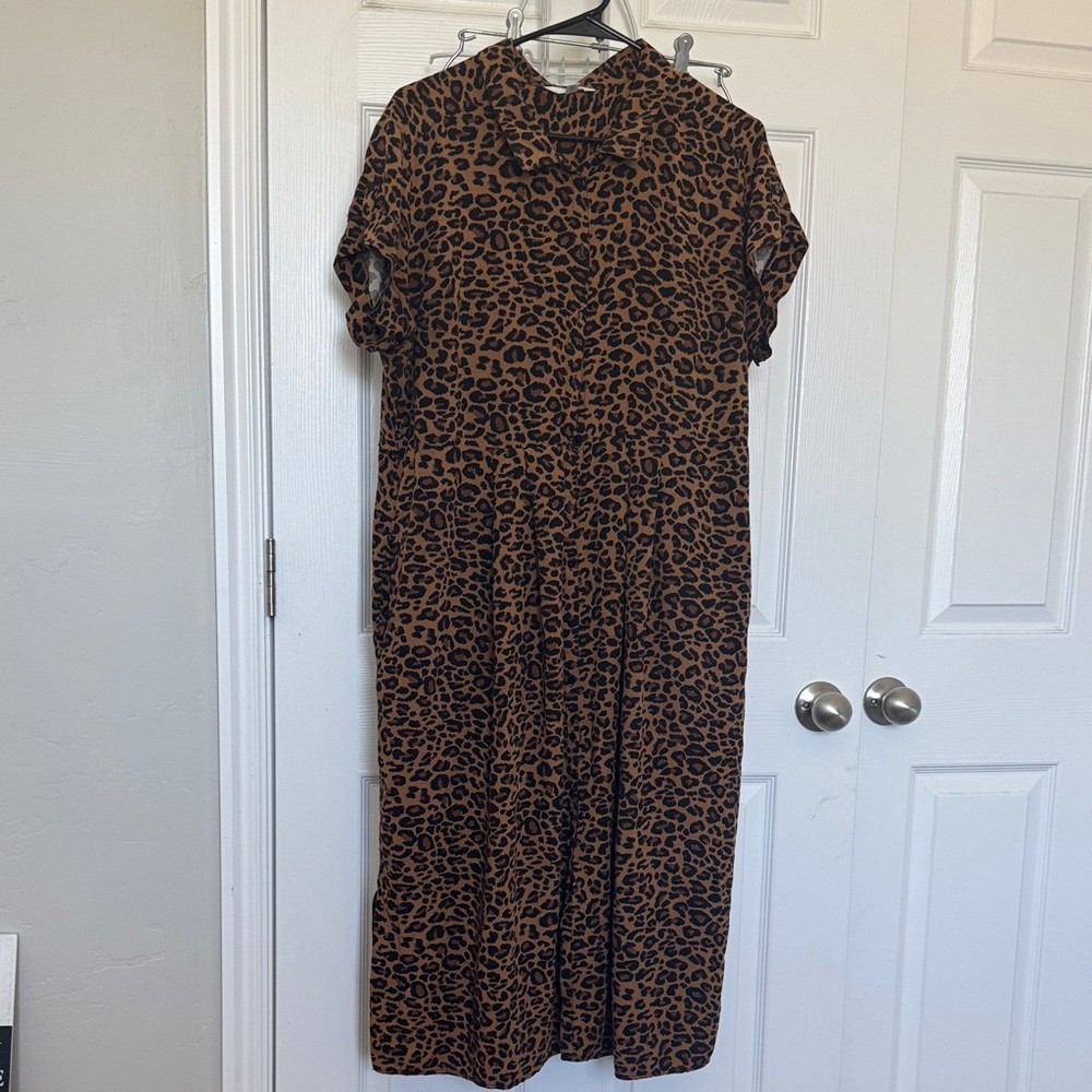 Time and Tru Brown Leopard Midi Dress